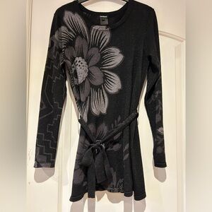 Desigual Black and Gray Floral Tunic
